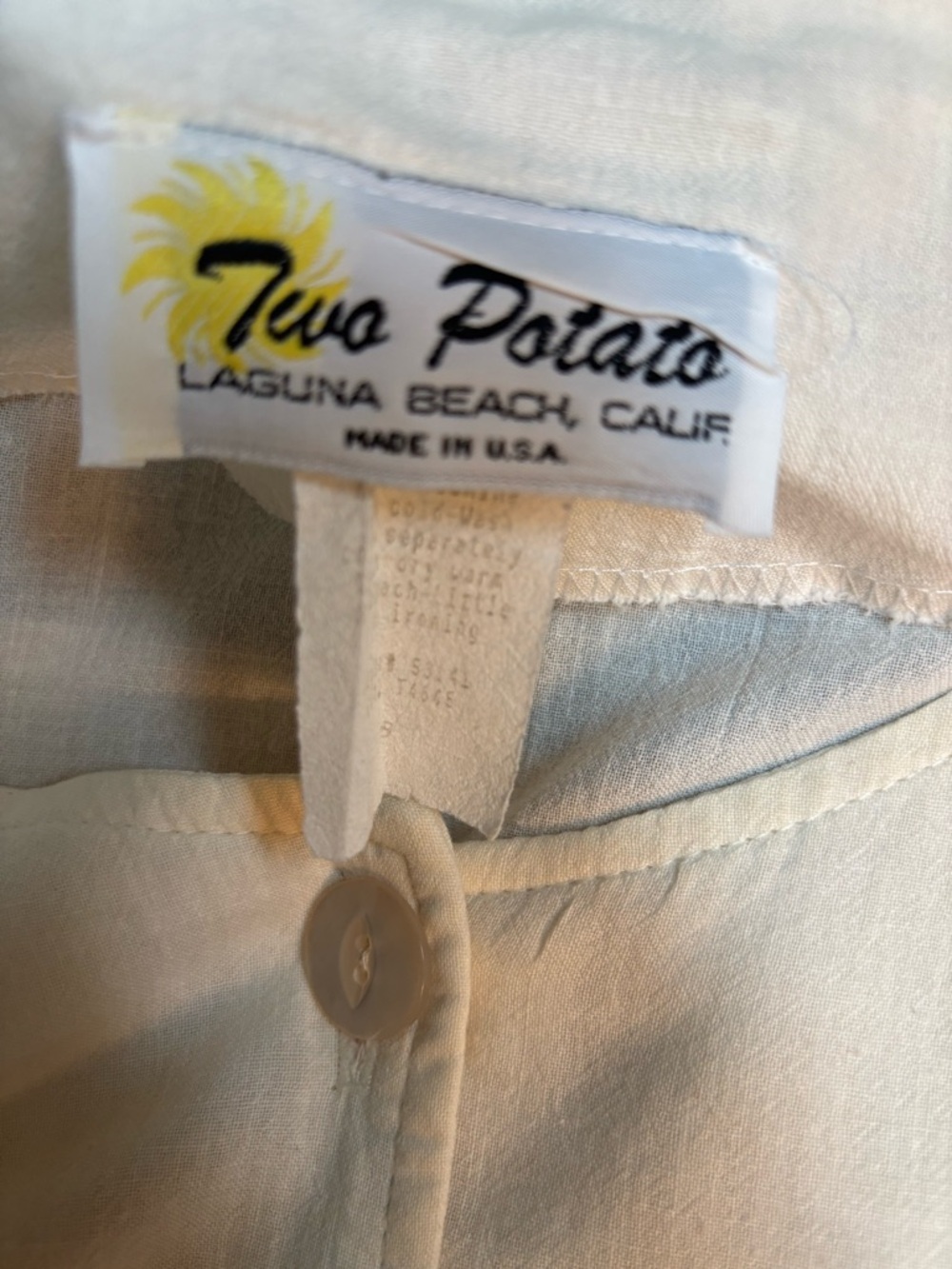 TWO POTATO VINTAGE NEUTRAL TIERED MAXI DRESS BOHO PEASANT COTTON COTTAGECORE - Picture 7 of 9